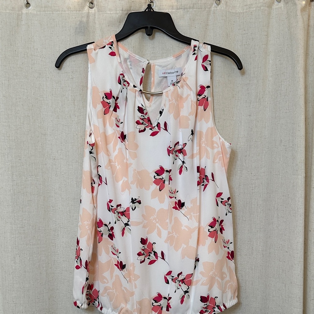 Liz Claiborne Floral Blouse - White and Pink